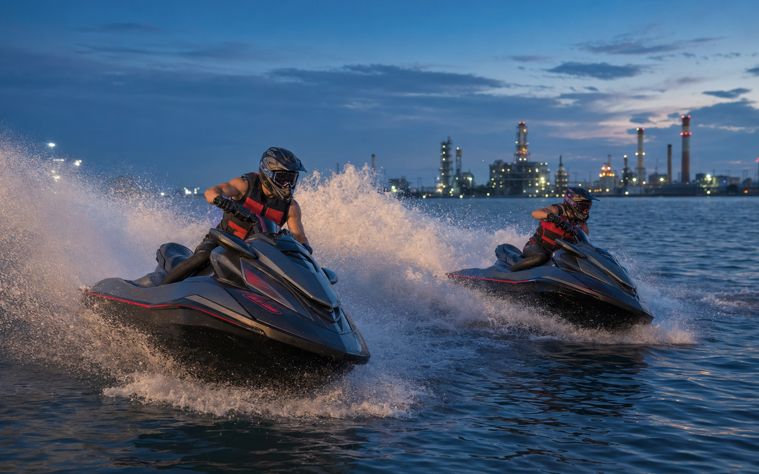 Personal watercraft and powerboat on the Gulf Coast